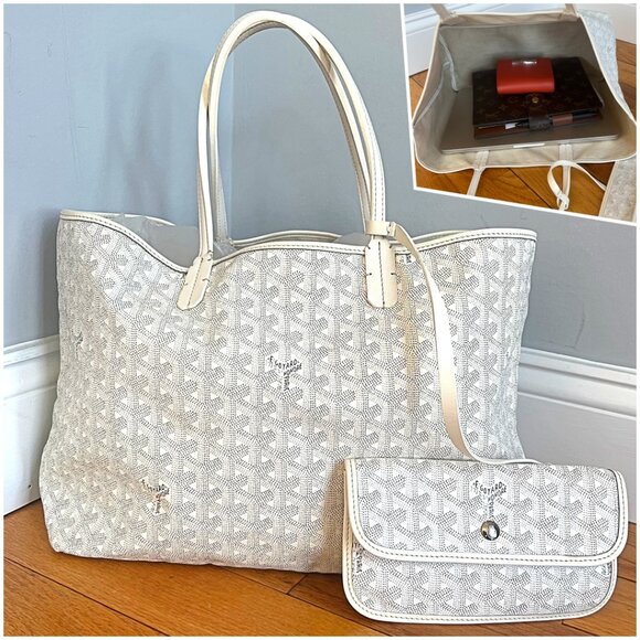 MINT Goyard Goyardine Saint Louis PM White Bag Free Authentication by